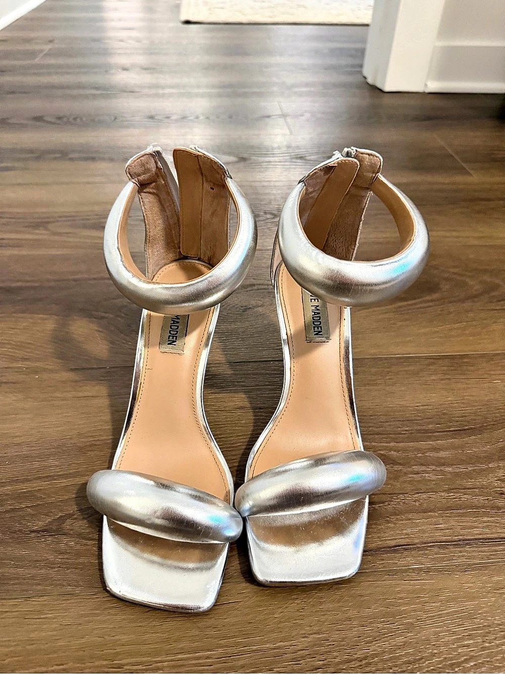 Steve Madden Silver Square Toe Heels